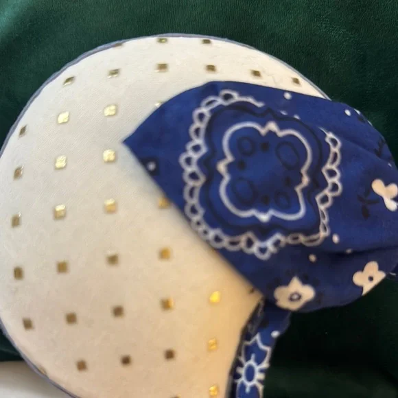 Disney Blue and White Bow Headband with Gold Accents - Picture 2 of 4